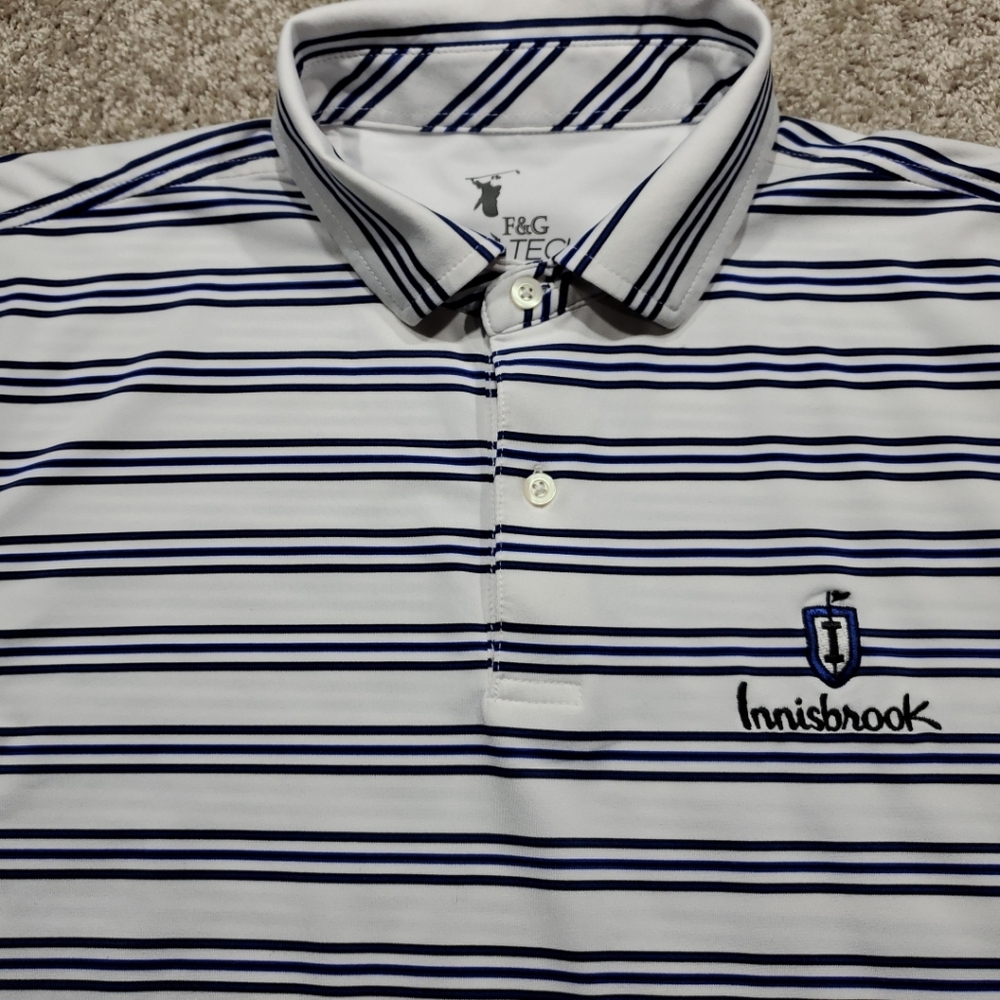 Innisbrook F&G tech Golf Men's Striped Polo Shirt Dri-fit Large